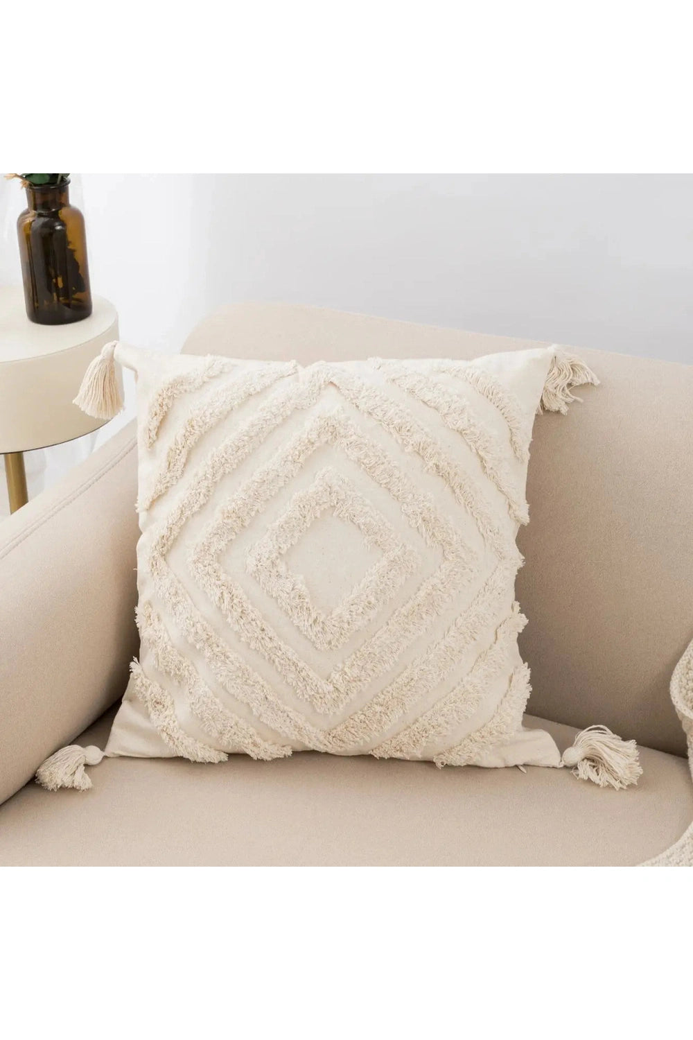 Fringed Lumbar Boho Pillow Case