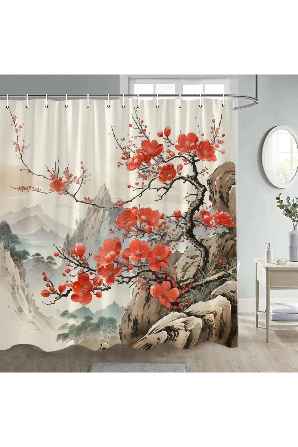 Japanese Birds Shower Curtain