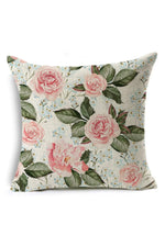 Rose Linen Square Pillow Case