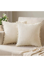 Pompom Velvet Corduroy Pillowcase Set