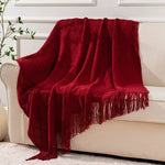 Crimson Diamond Fringe Blanket