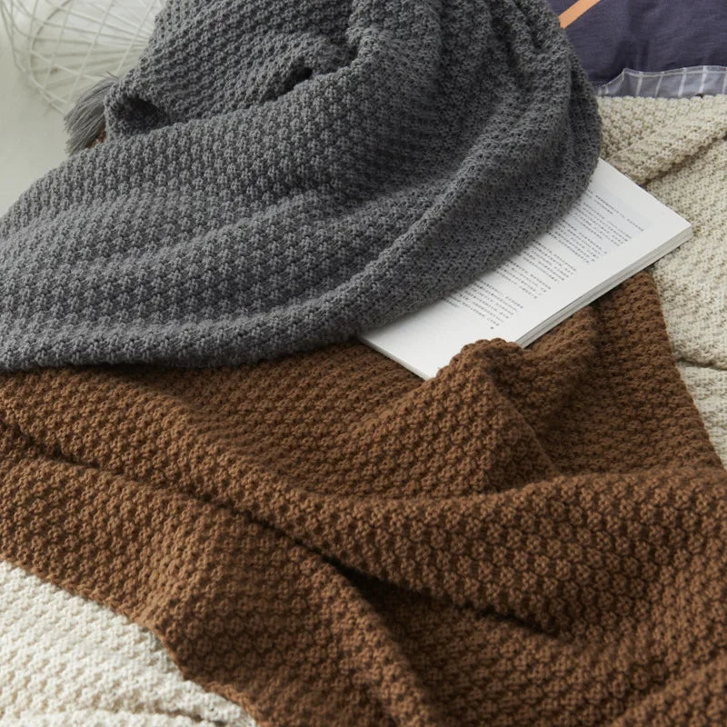 Textured Tassel Knit Throw Blanket