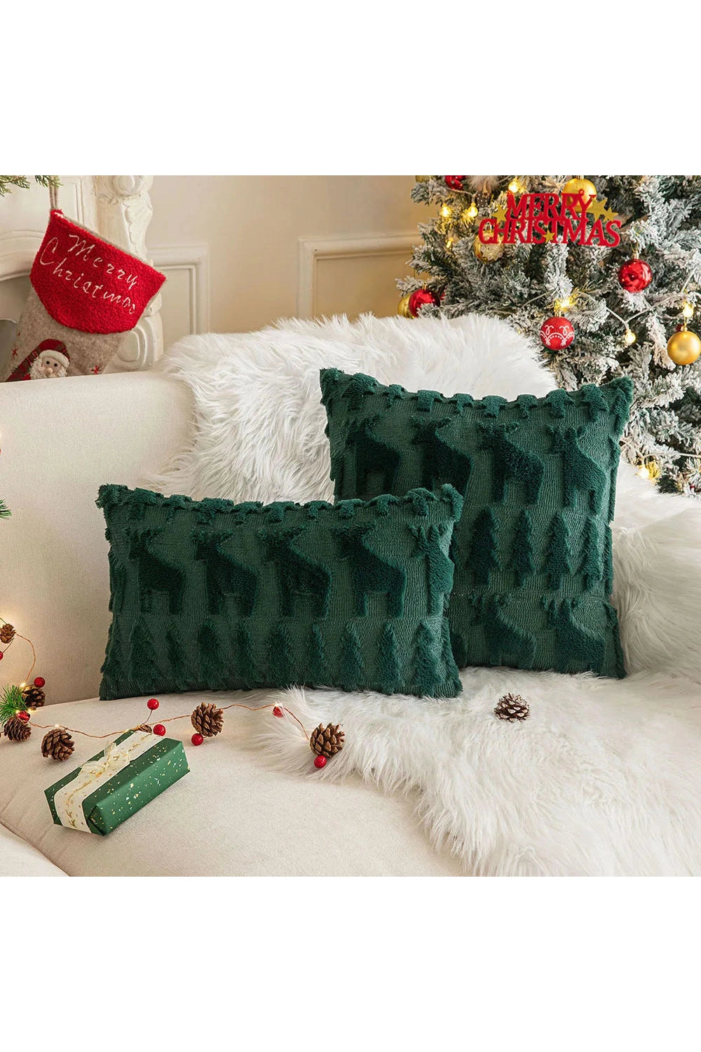 Xmas Plush Decorative Pillow Case