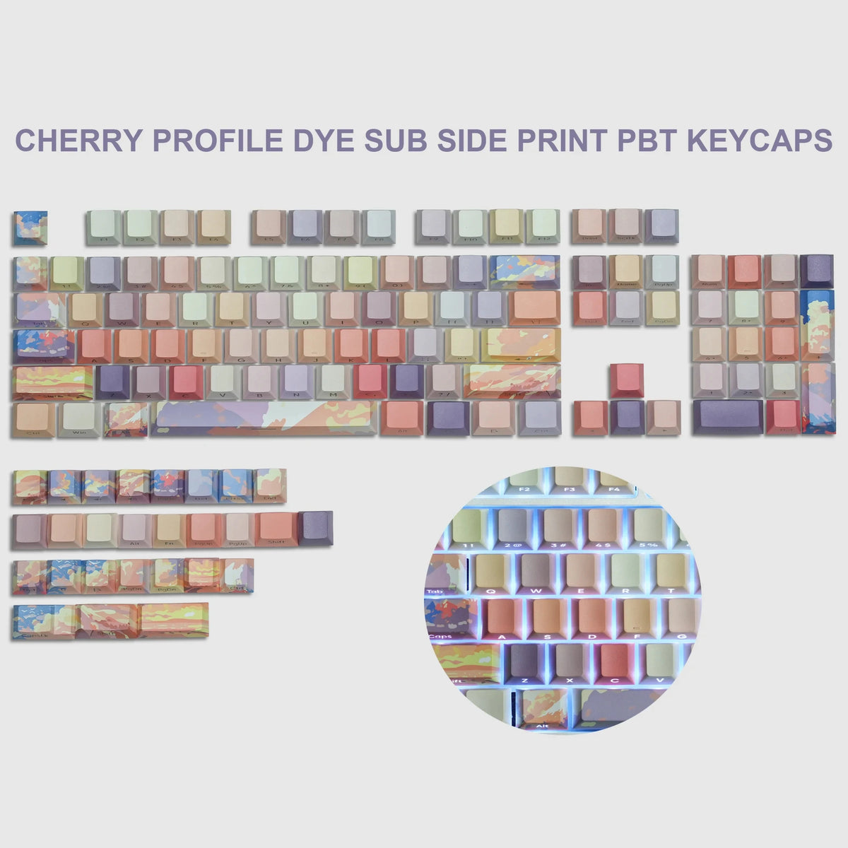 Purple Floral PBT Keycaps