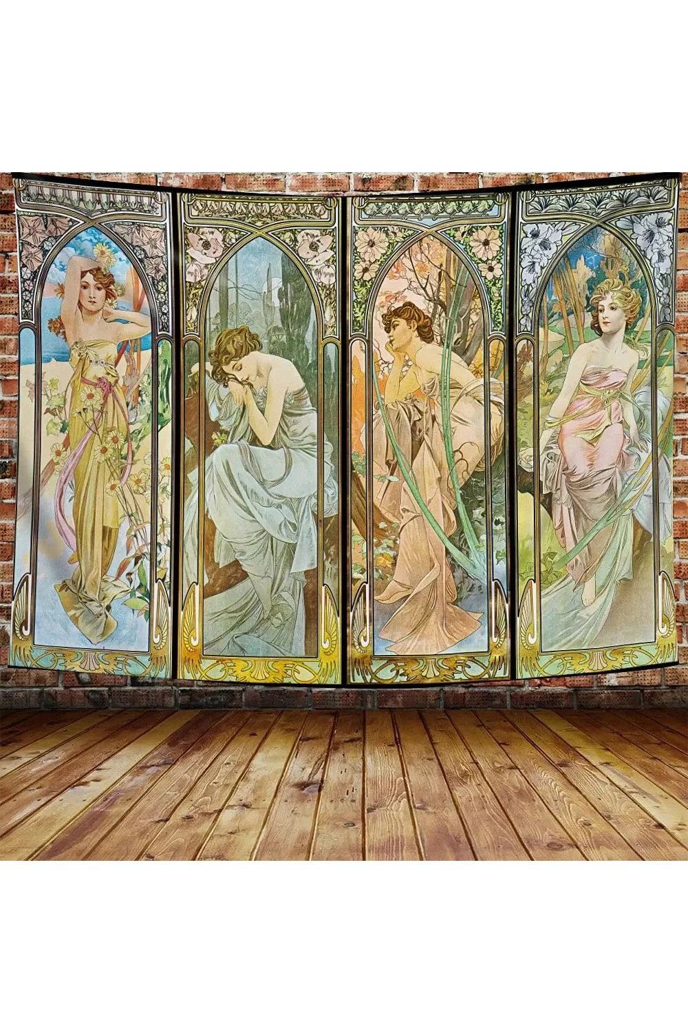 Art Nouveau Lady Tapestry Medieval Optimized Style Tapestries Artwork Wall Hanging Retro Paris Nouveau Vineyard Flirt Home Decor