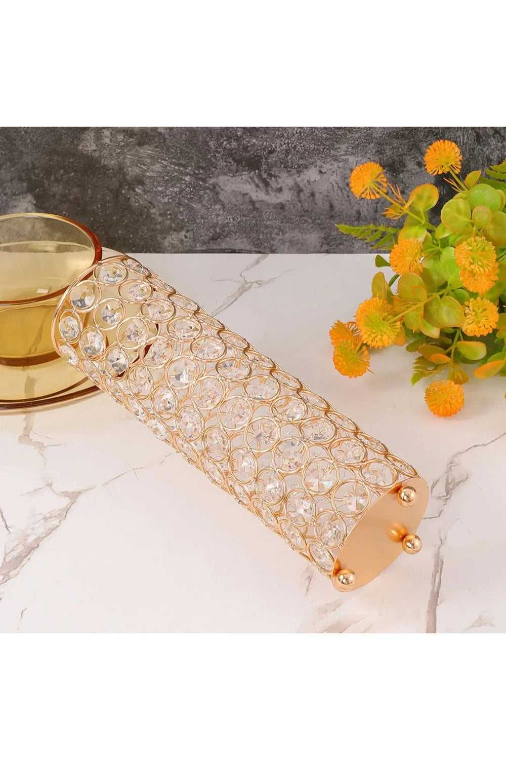 Crystal Gold Floral Vase