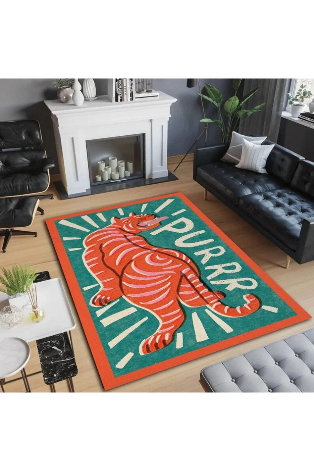 Retro Tiger & Serpent Area Rug