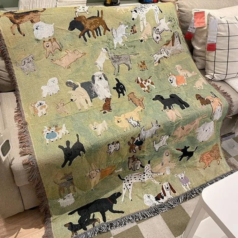 Playful Dog Pattern Throw Blanket