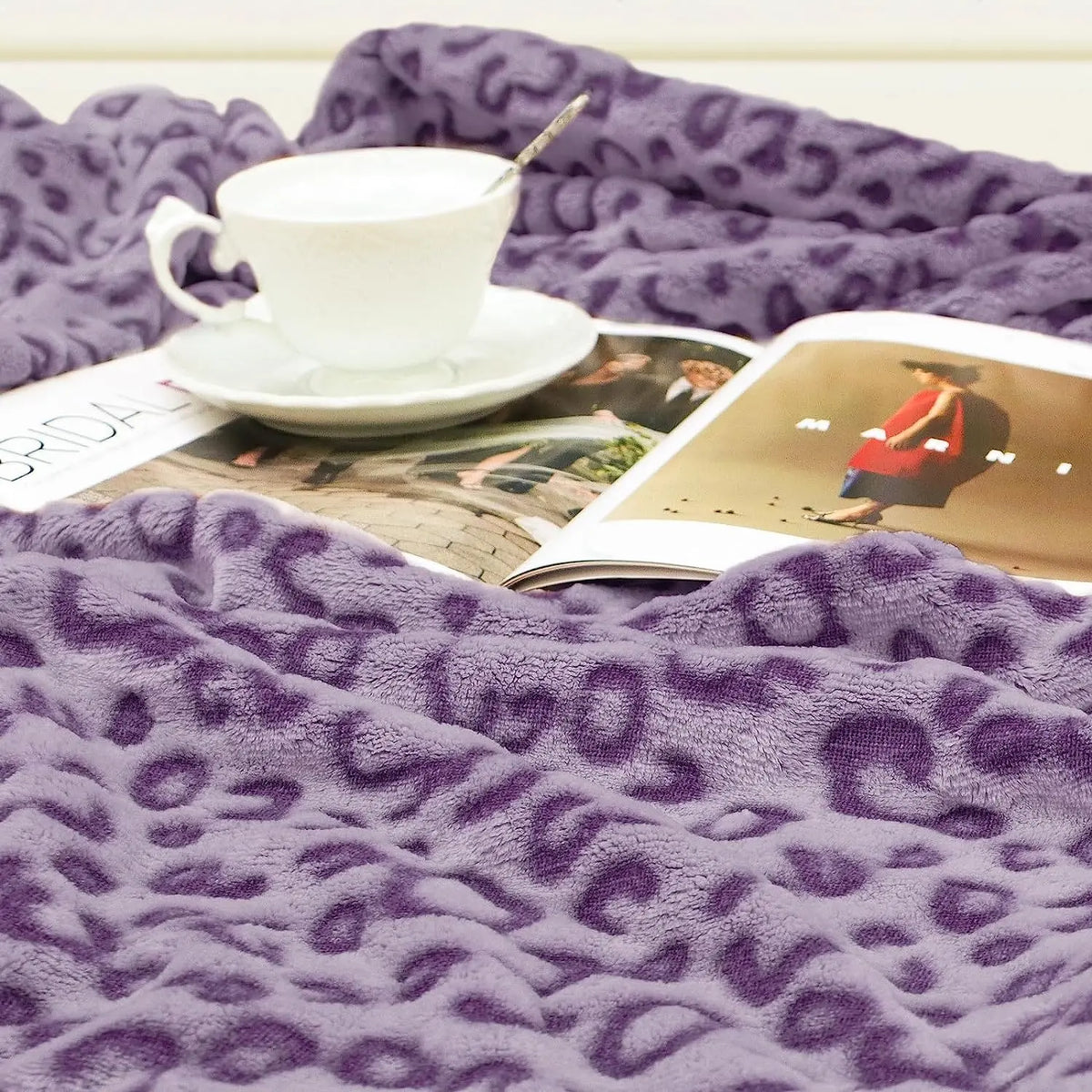 Purple Leopard Print Fleece Blanket