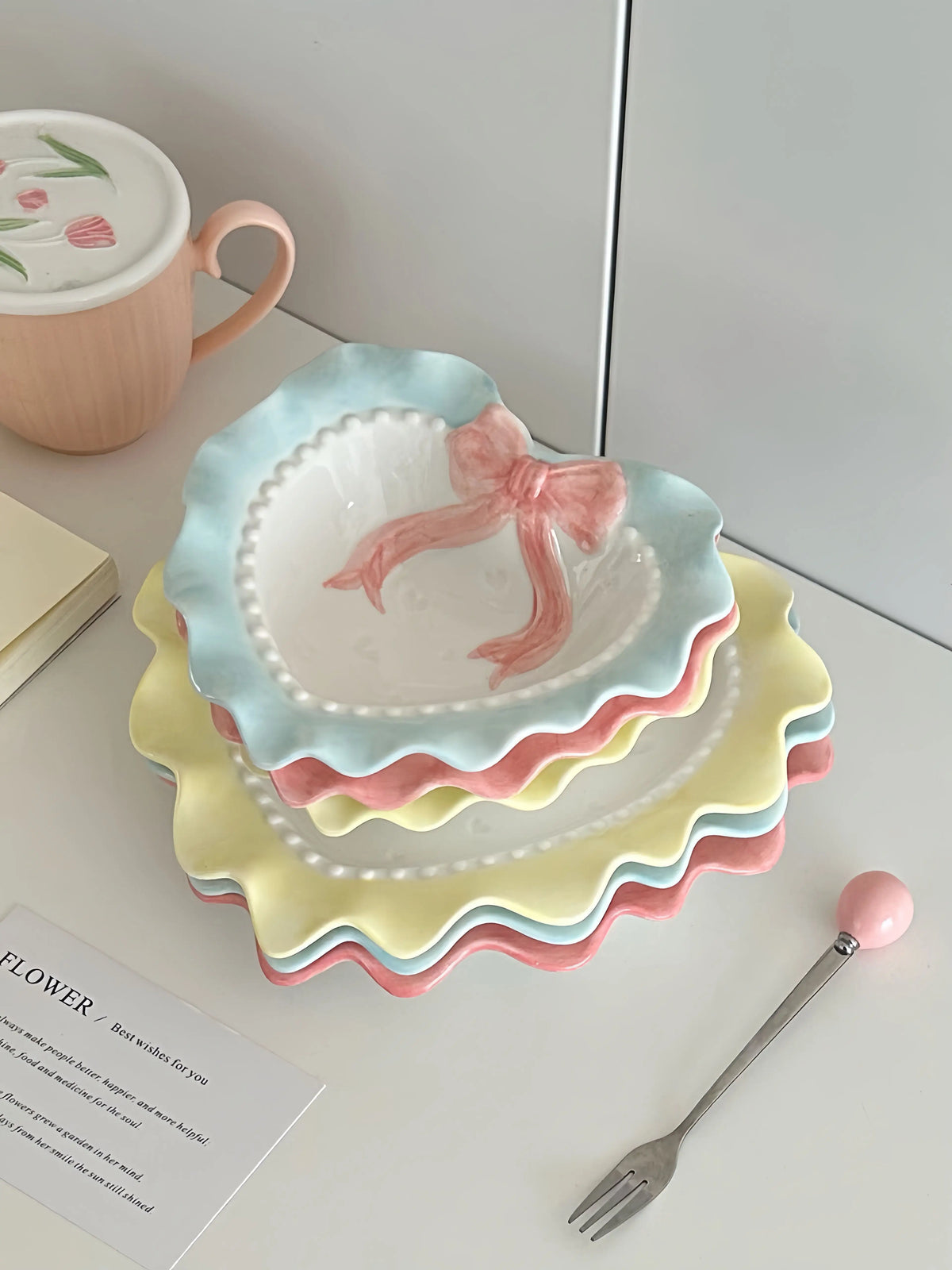 Pastel Bow Heart Plates