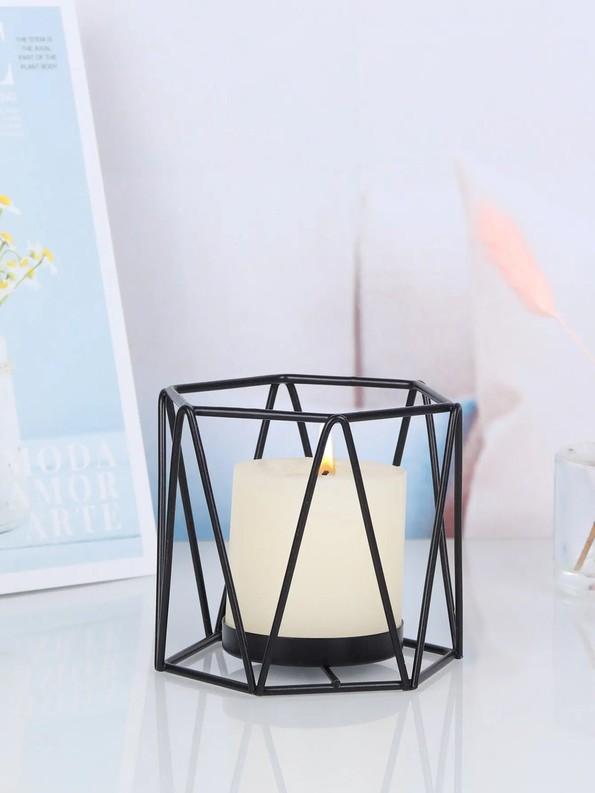 Noir Prism Wire Candle Holders