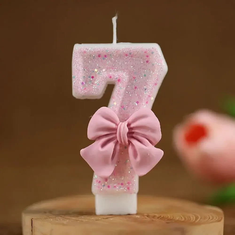 Coquette Bow Princess Number Candles