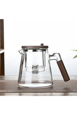 Wood Handle Glass Teapot