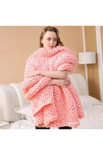 Soft Warm Large Handmade Knitted Coarse Woolen Blanket Pretty Gift For Winter Bed Sofa Girl All Season Sleeping Bag