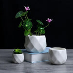 Geometric Elegance White Planters