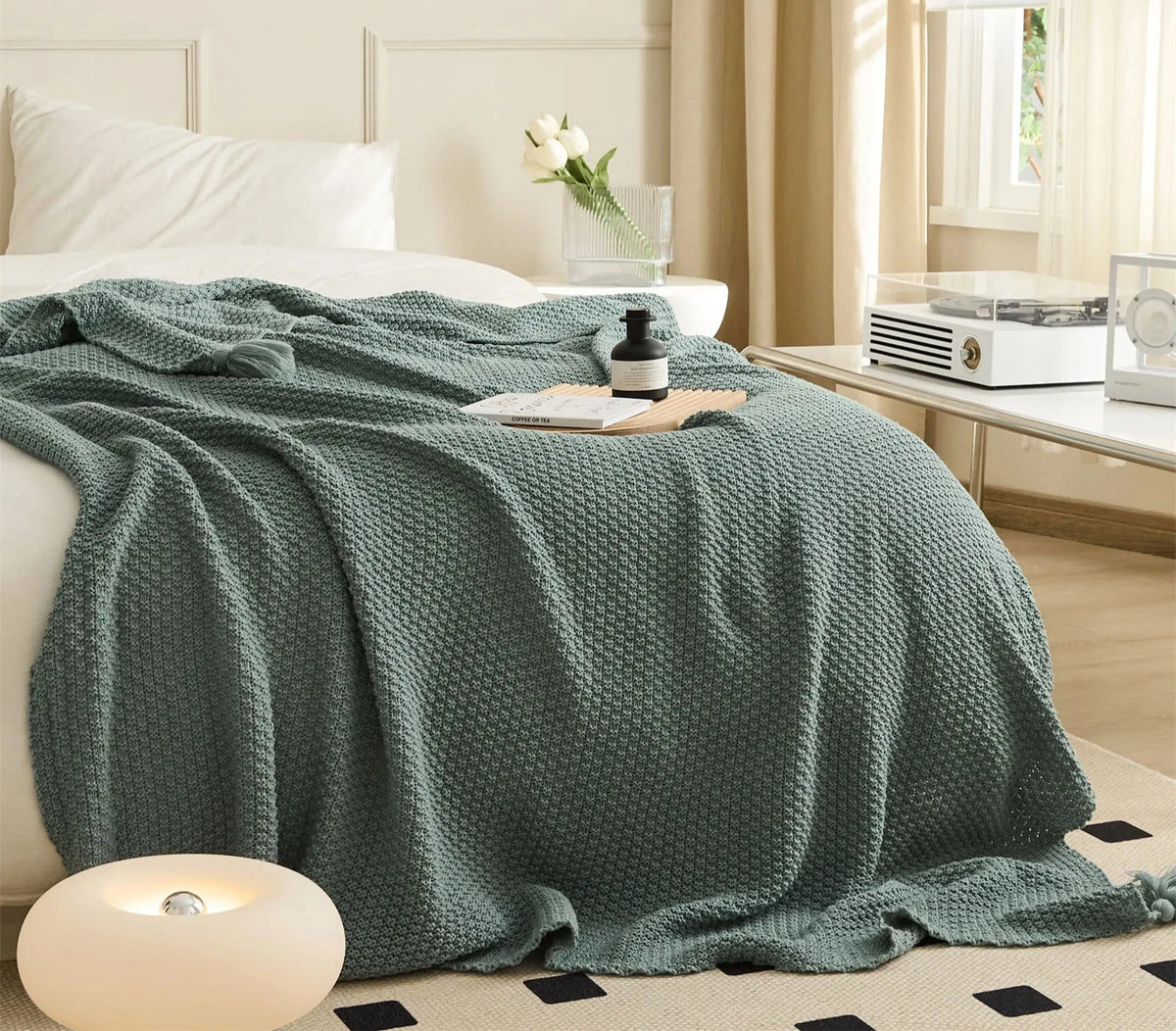 Cozy Dark Gray Textured Blanket