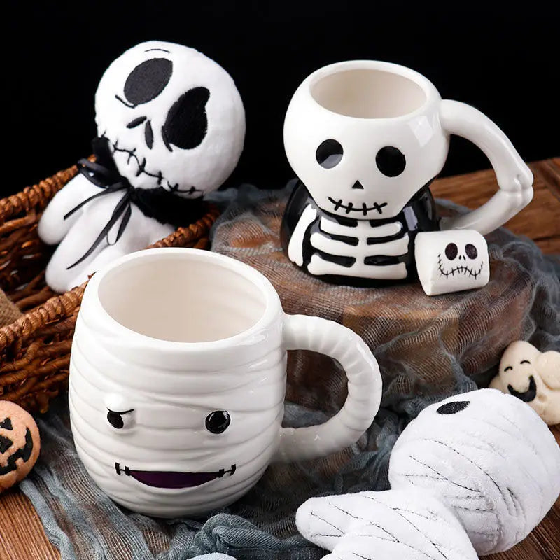 Taza de cerámica con calavera de Halloween