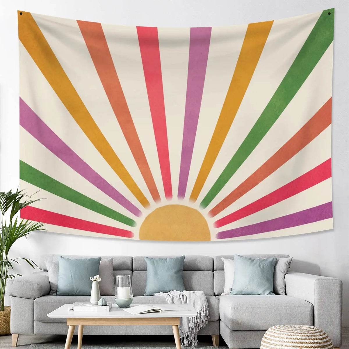 Retro Sunburst Pastel Tapestry