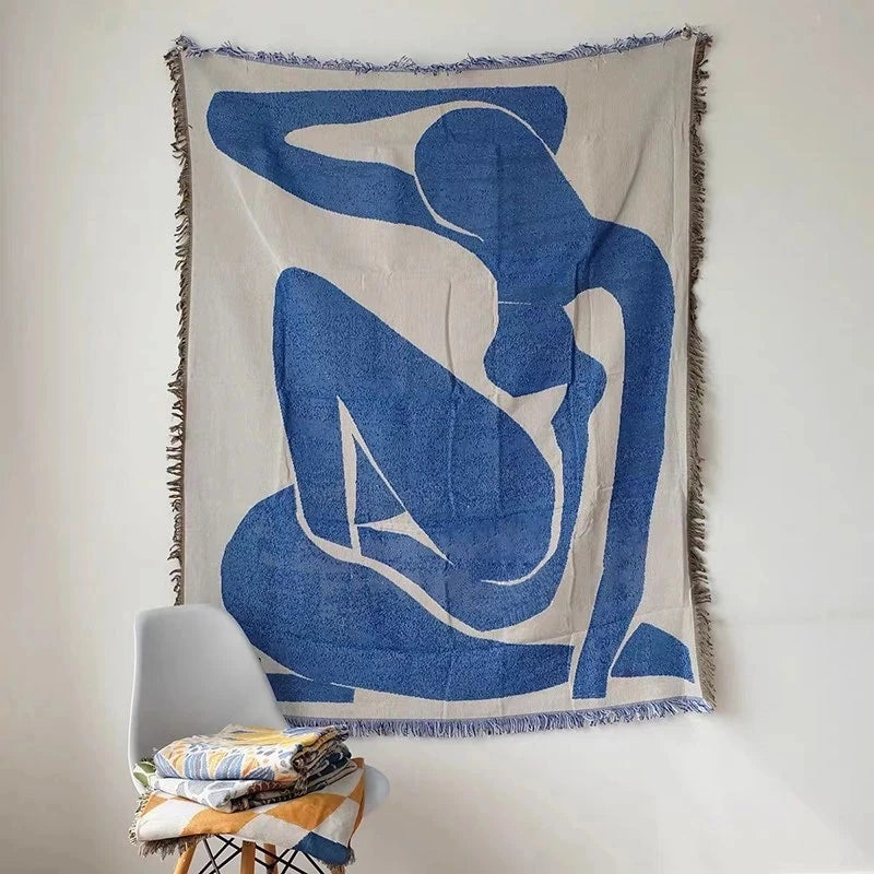 Minimalist Blue Silhouette Throw Blanket