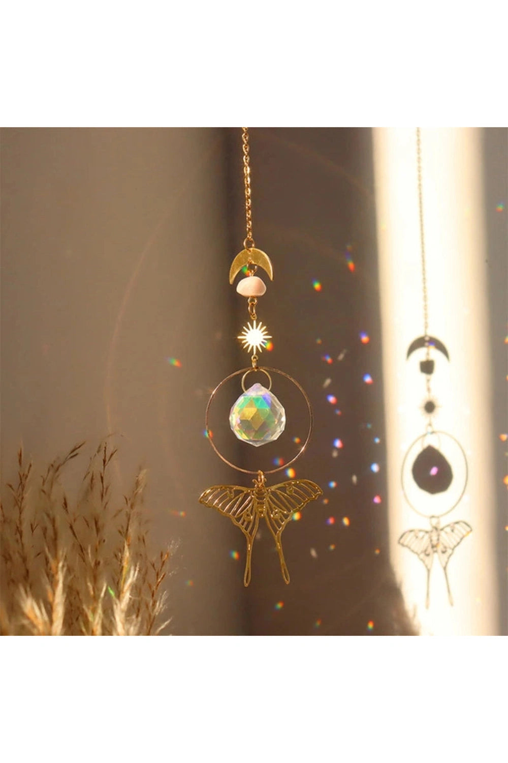 Golden Butterfly Prism Suncatcher