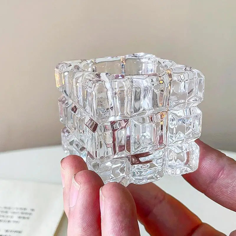 90s Crystal Cube Elegant Candle Holder