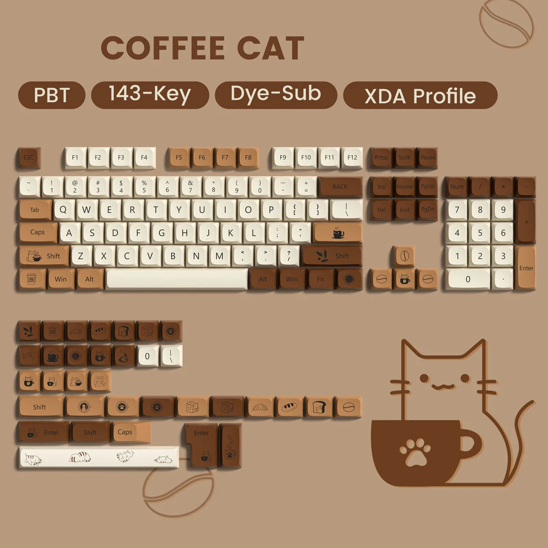 Teclas personalizadas de gato de café