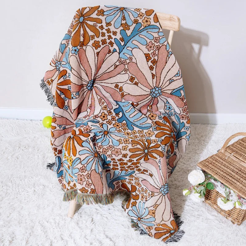 Floral Serenity Tapestry Throw Blanket