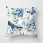 Blue Floral Square Pillow Case