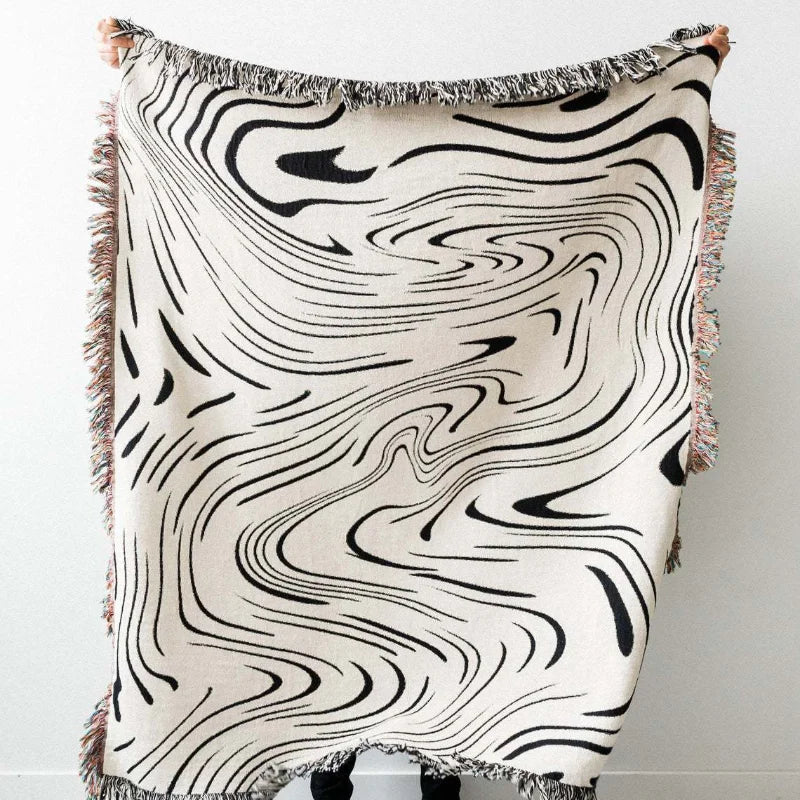 Modern Abstract Waves Throw Blanket