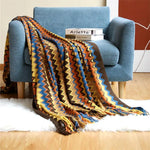 Boho Colorful Chevron Knit Blanket