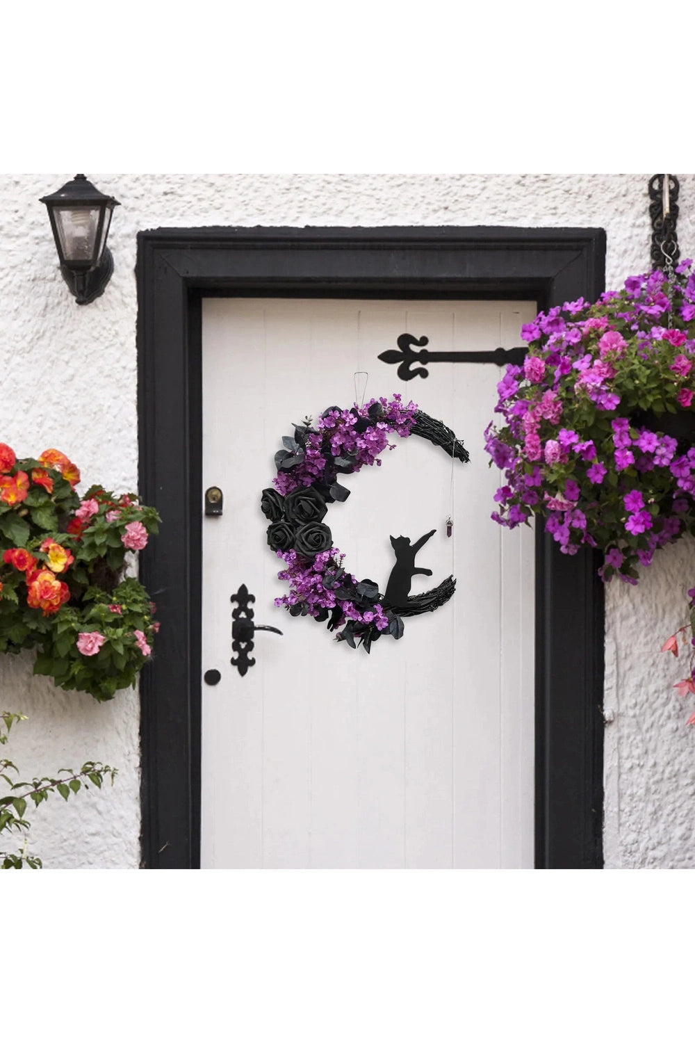 Moon Black Cats Door Wreath