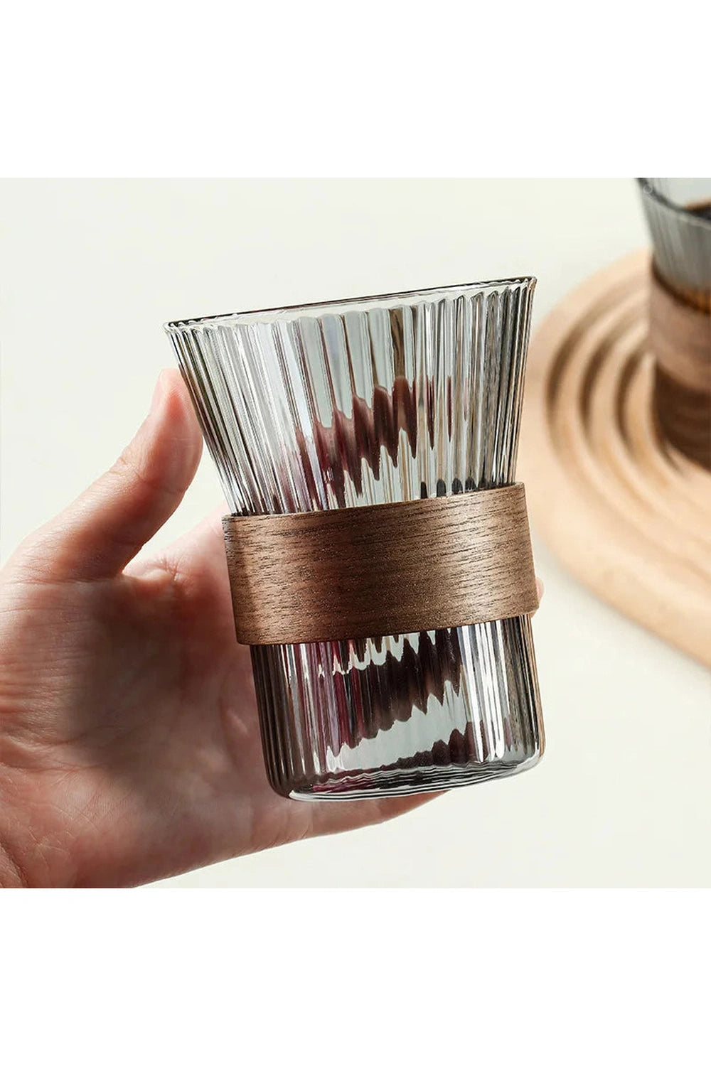 Wooden Handle Glass Mug