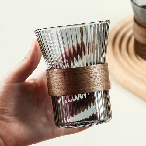 Wooden Handle Glass Mug
