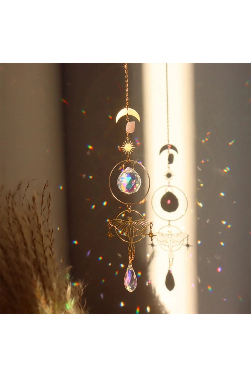 Golden Butterfly Prism Suncatcher