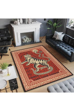 Retro Tiger & Serpent Area Rug