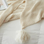 Textured Tassel Knit Throw Blanket