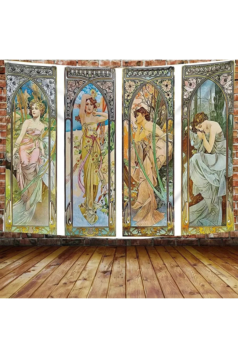 Art Nouveau Lady Tapestry Medieval Optimized Style Tapestries Artwork Wall Hanging Retro Paris Nouveau Vineyard Flirt Home Decor