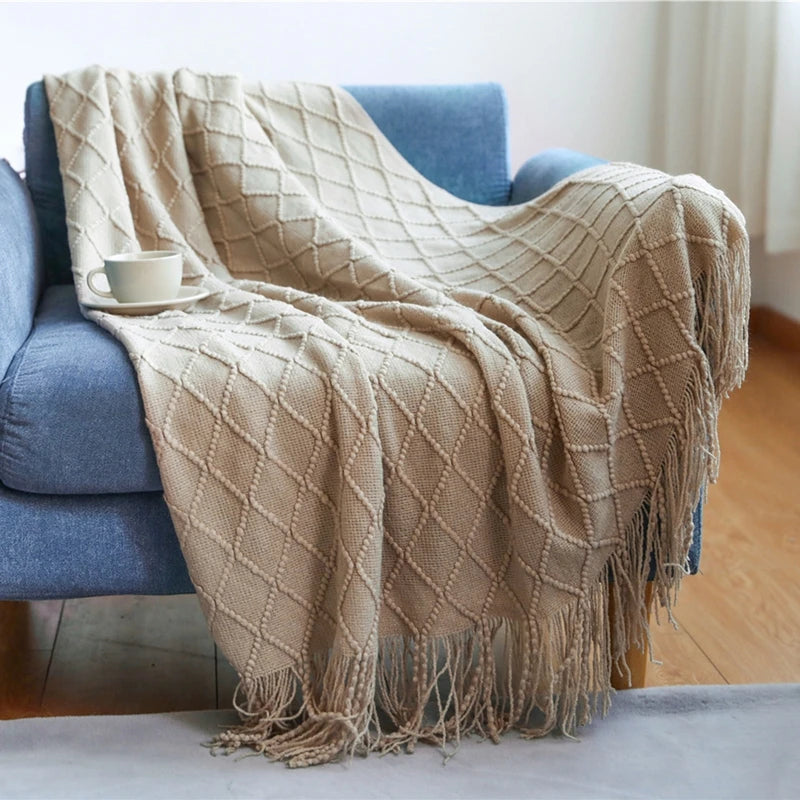 Blush Cozy Knit Throw Blanket