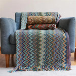 Boho Colorful Chevron Knit Blanket