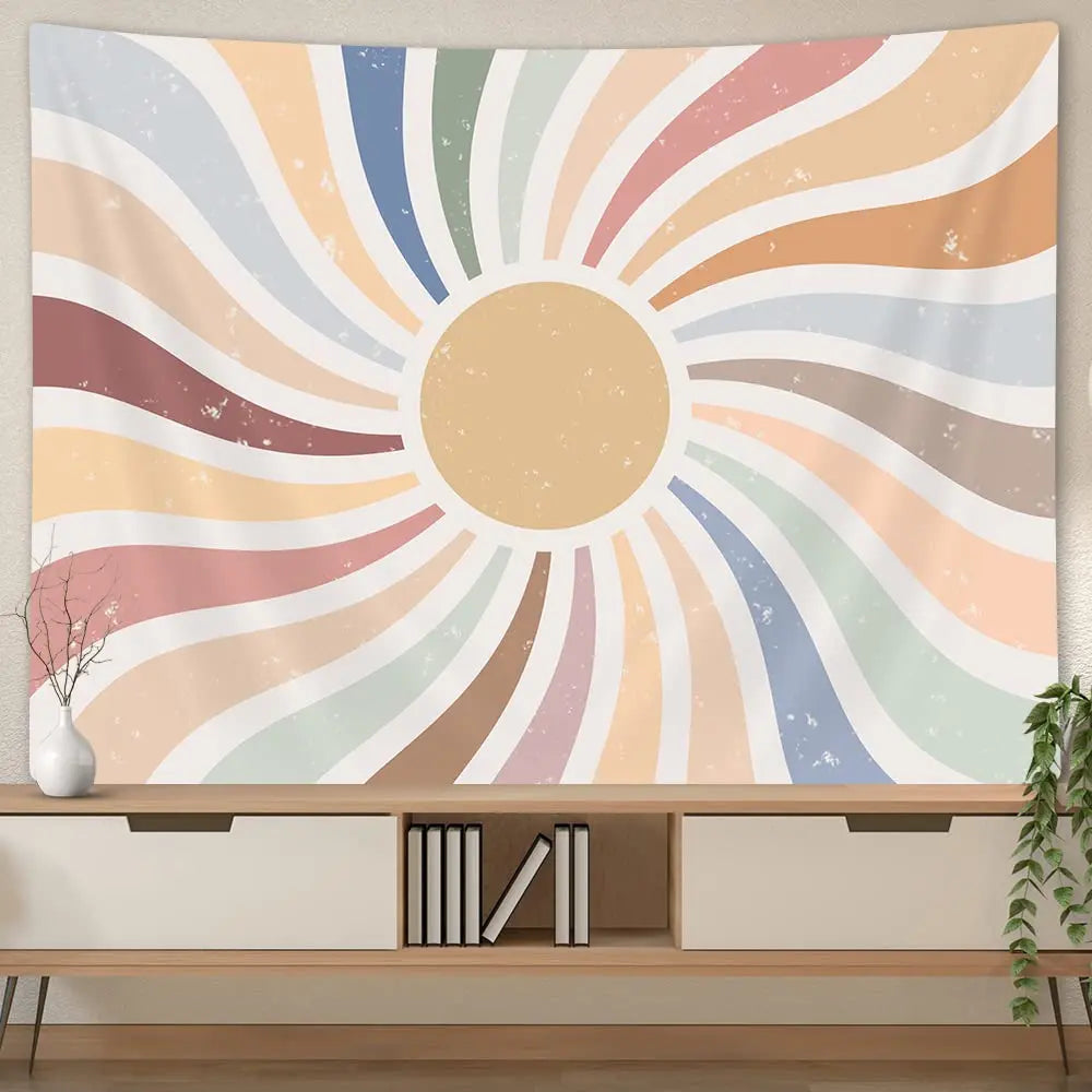 Retro Sunburst Pastel Tapestry