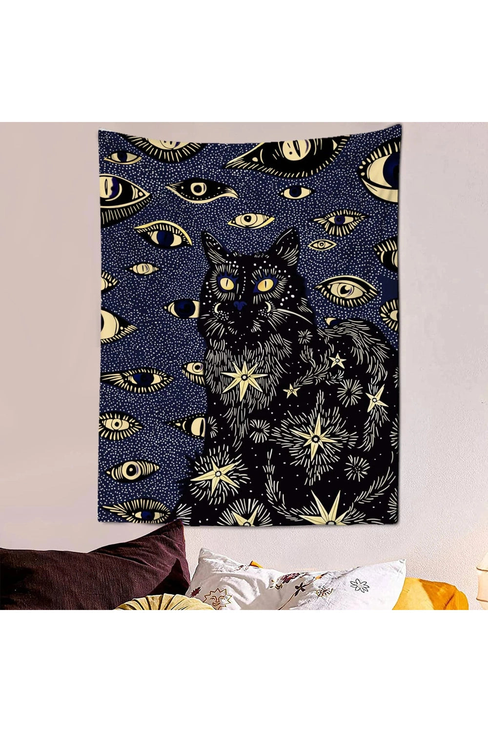 Mystical Midnight Cat Tapestry