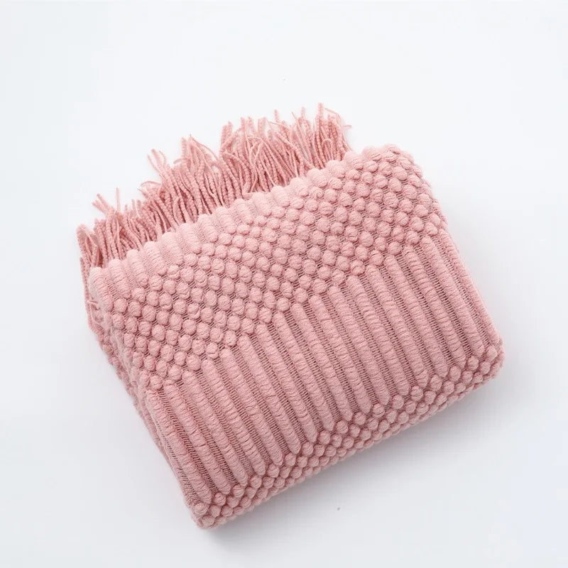 Blush Cozy Knit Throw Blanket