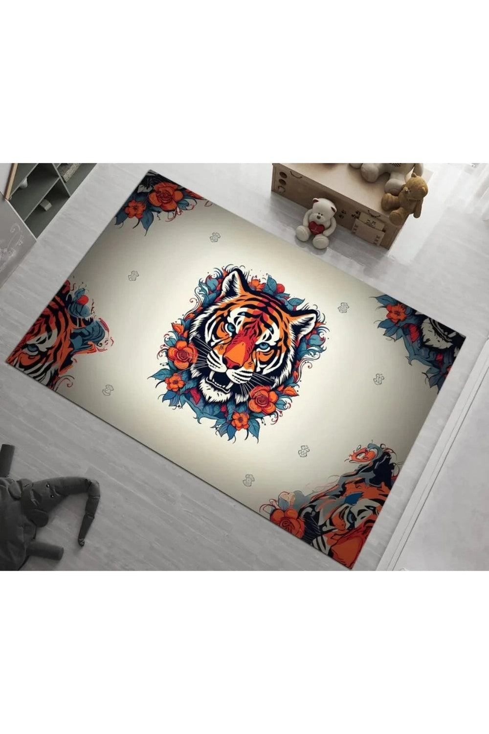 Retro Tiger & Serpent Area Rug