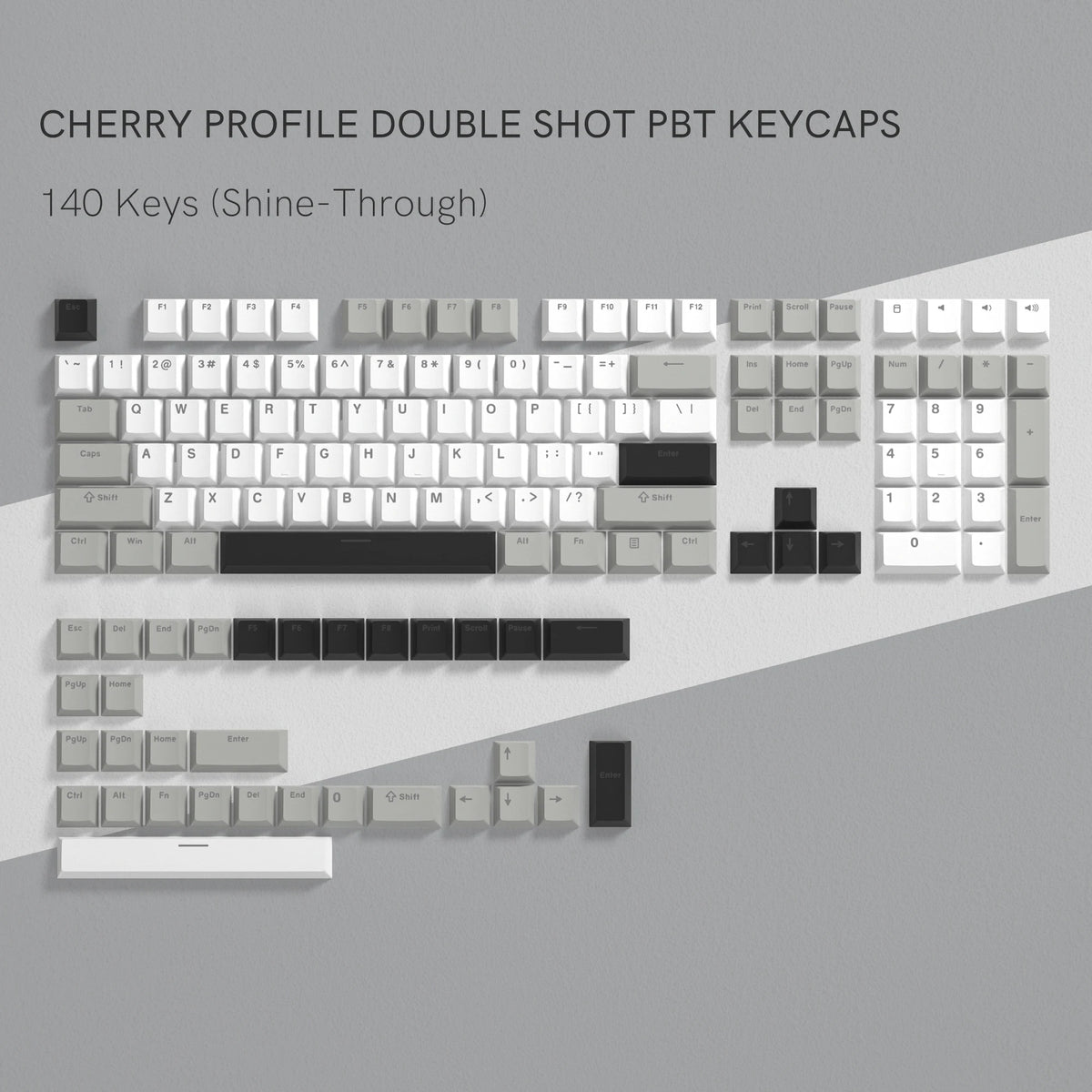 Black Grey Double-shot Keycaps