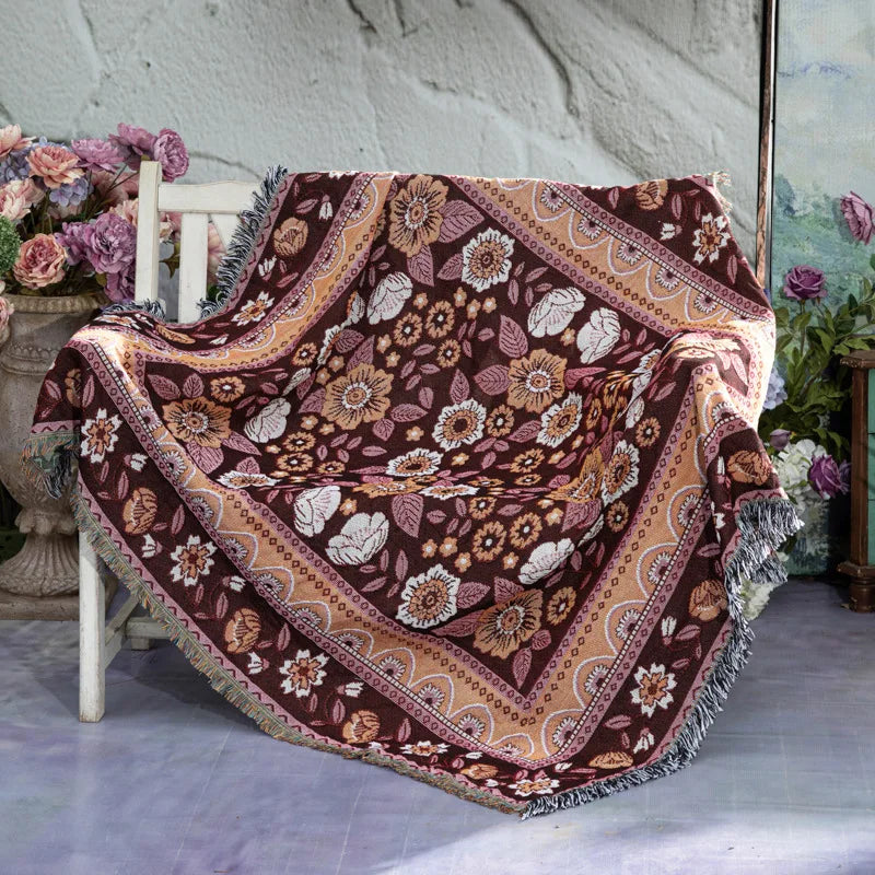 Indie Boho Garden Floral Blanket