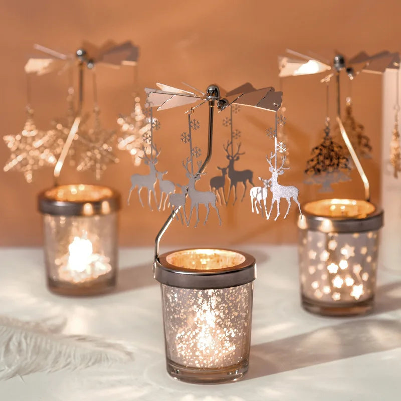 Romantic Rotating Snowflake Candle Holder