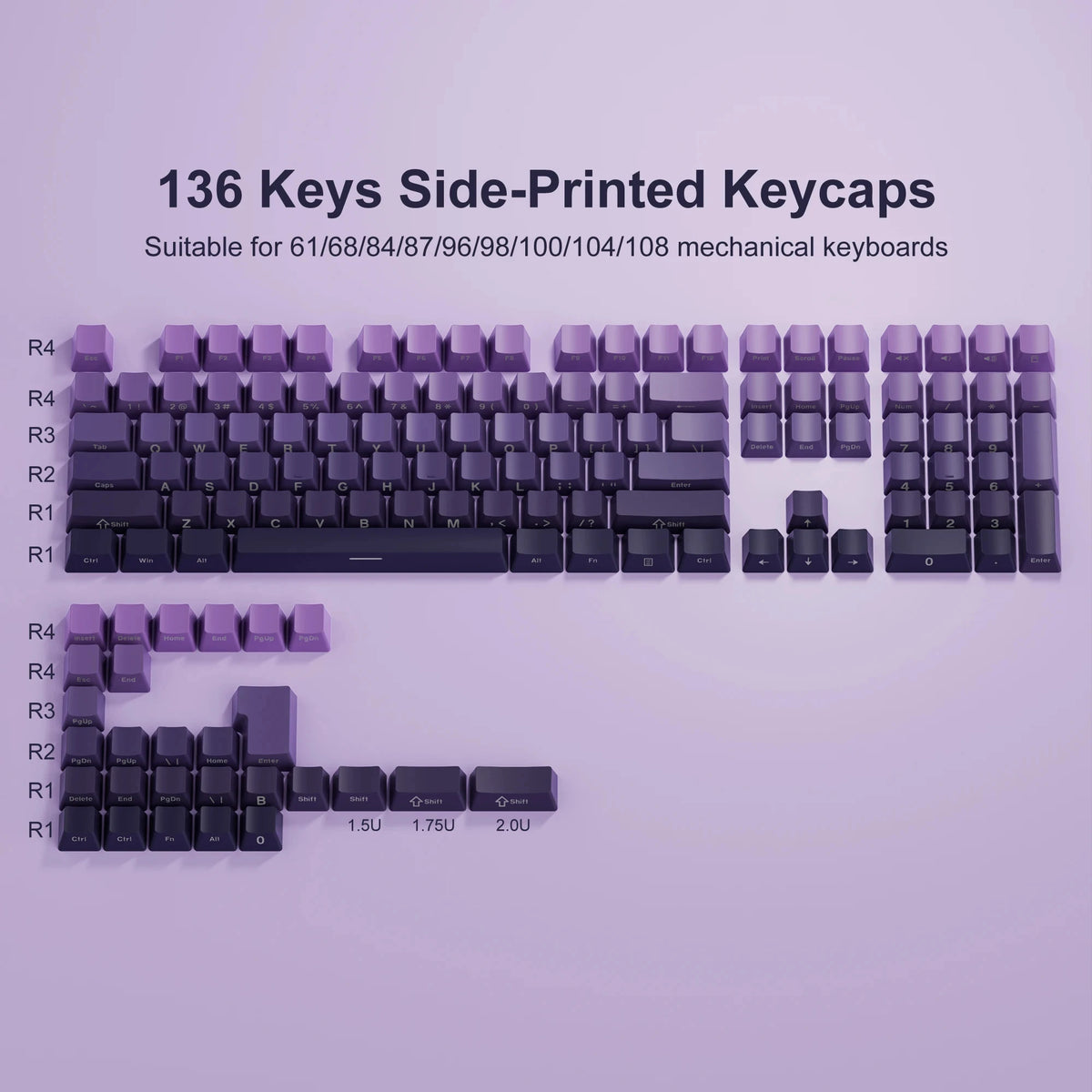 Printed Purple Shine Keycaps