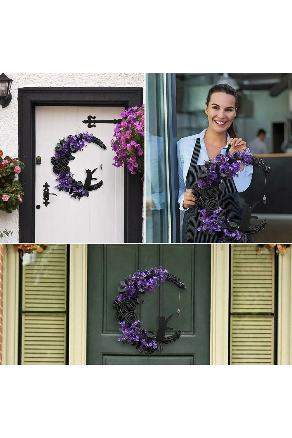 Halloween Moonlit Cat Wreath