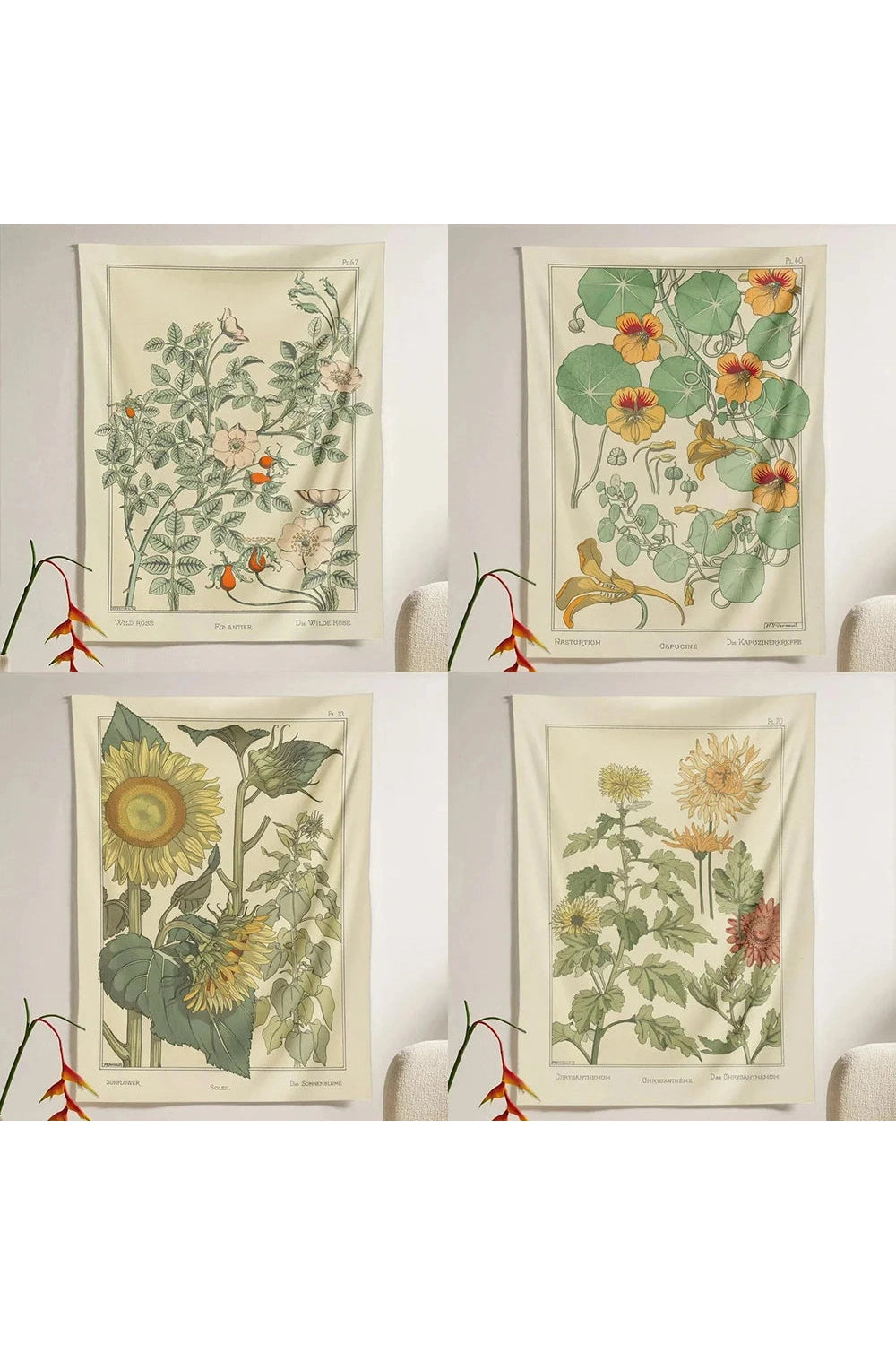 Vintage Botanical Elegance Tapestries