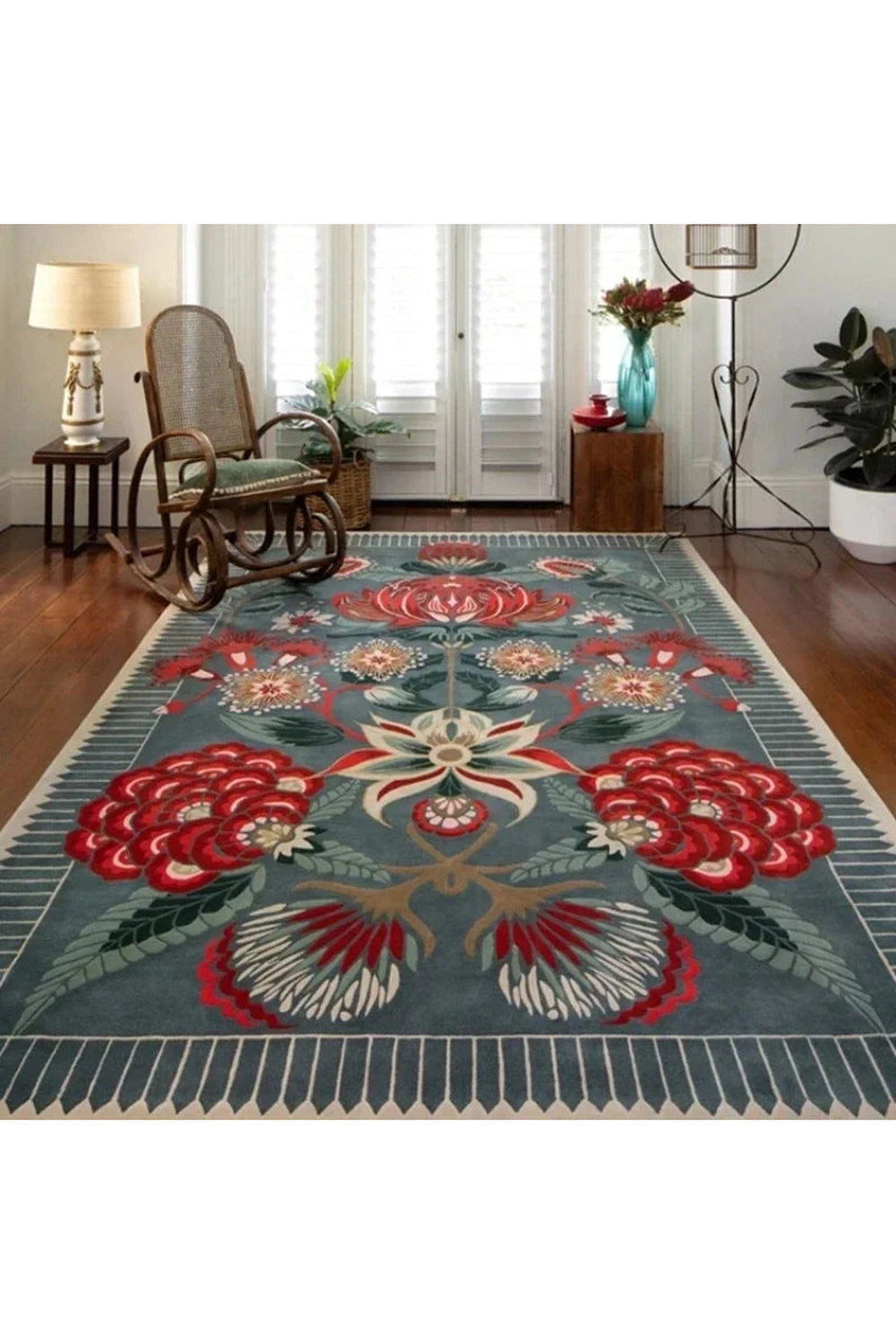 Midnight Bloom Botanical Rug